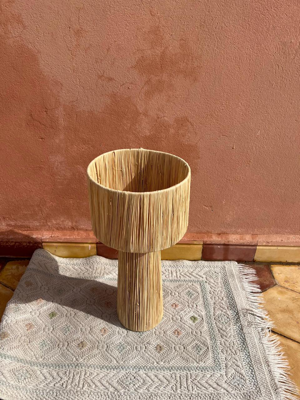 Raffia Table Lamp, Handmade Rattan Light, Boho Natural Lamp