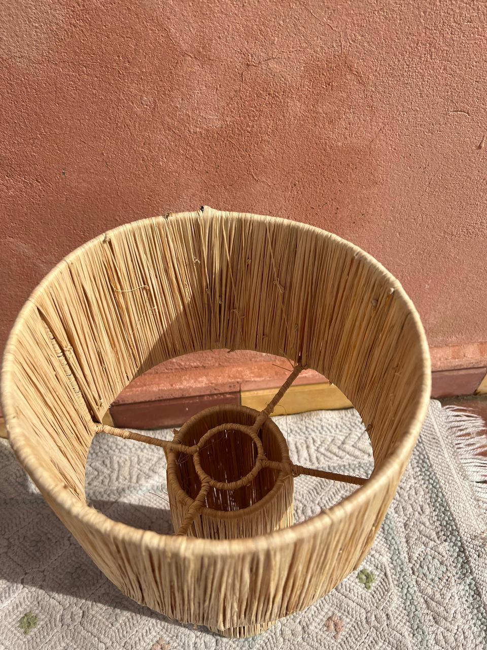 Raffia Table Lamp, Handmade Rattan Light, Boho Natural Lamp