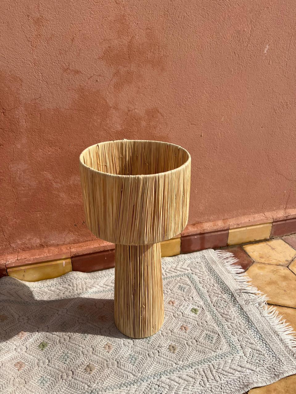 Raffia Table Lamp, Handmade Rattan Light, Boho Natural Lamp