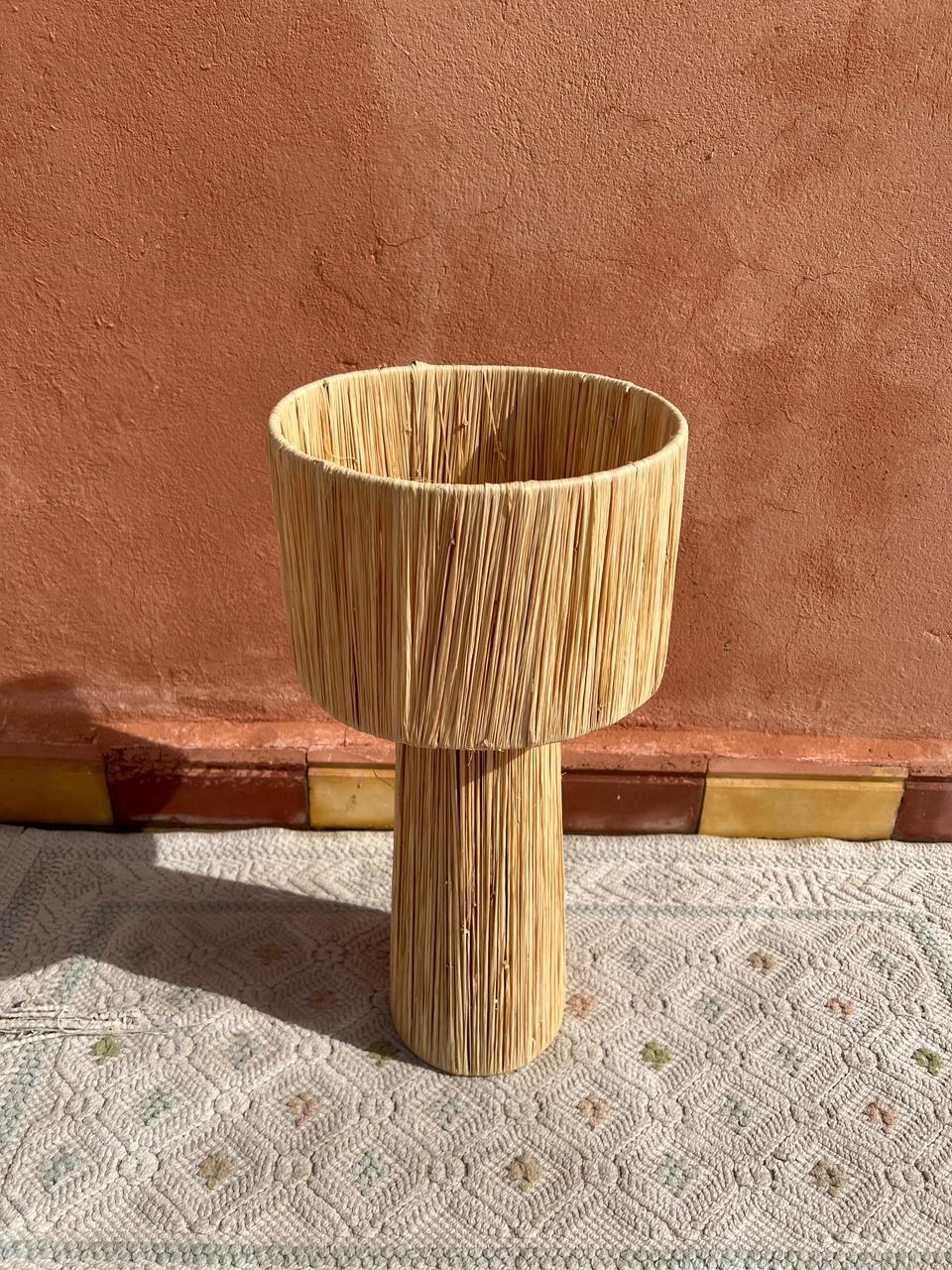 Raffia Table Lamp, Handmade Rattan Light, Boho Natural Lamp