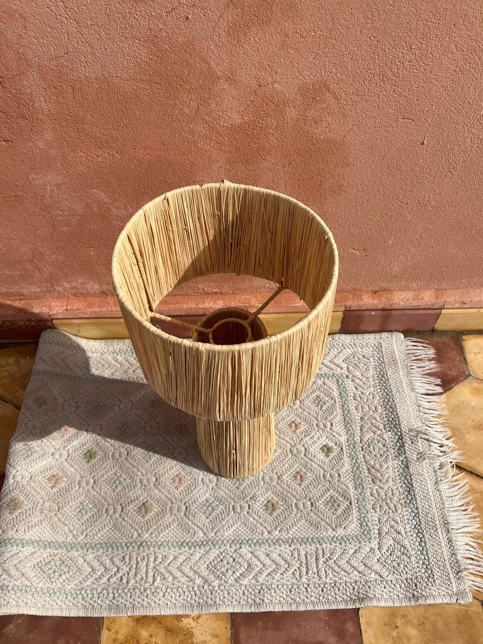 Raffia Table Lamp, Handmade Rattan Light, Boho Natural Lamp