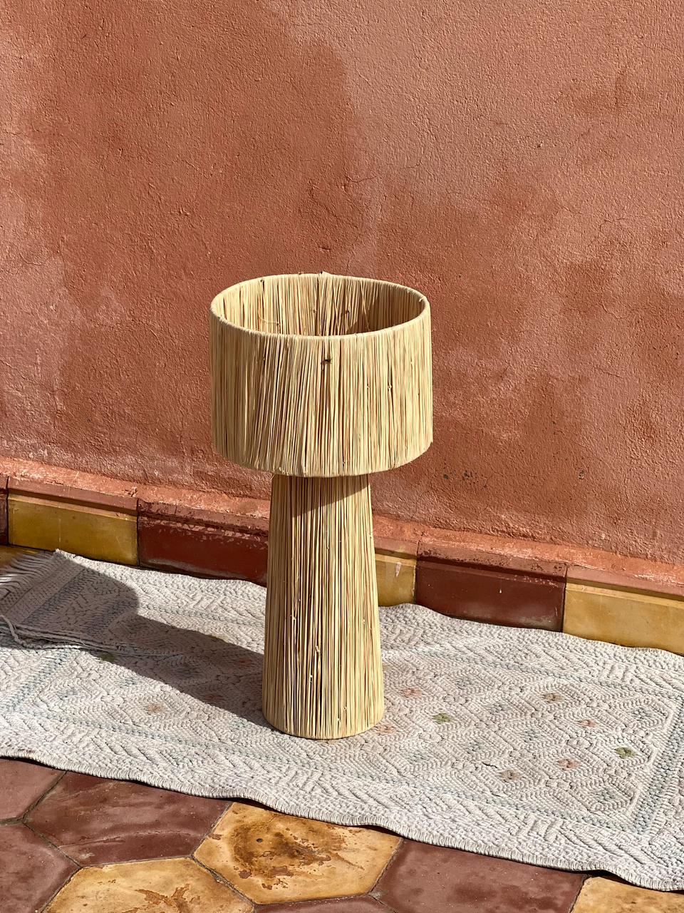 Raffia Table Lamp, Handmade Rattan Light, Boho Natural Lamp