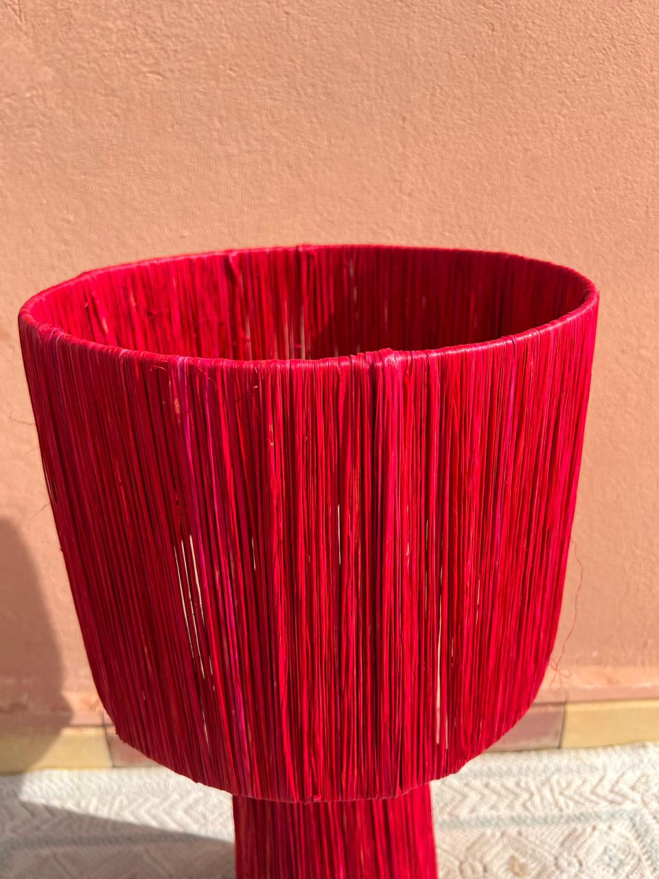 Dark Red Raffia Table Lamp – Handmade Boho Light (Copy)