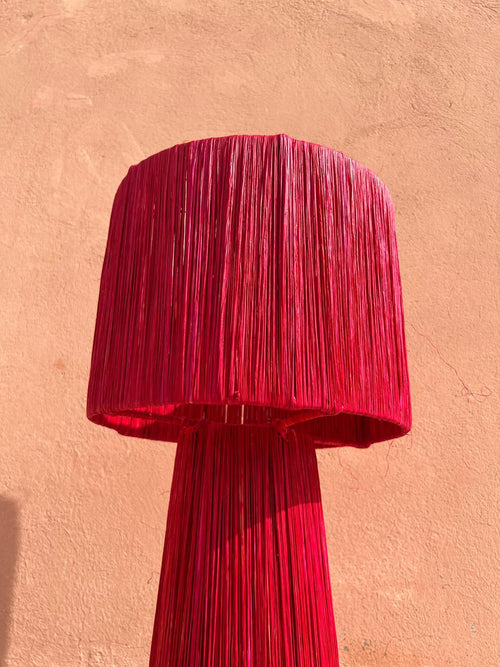 Dark Red Raffia Table Lamp – Handmade Boho Light (Copy)