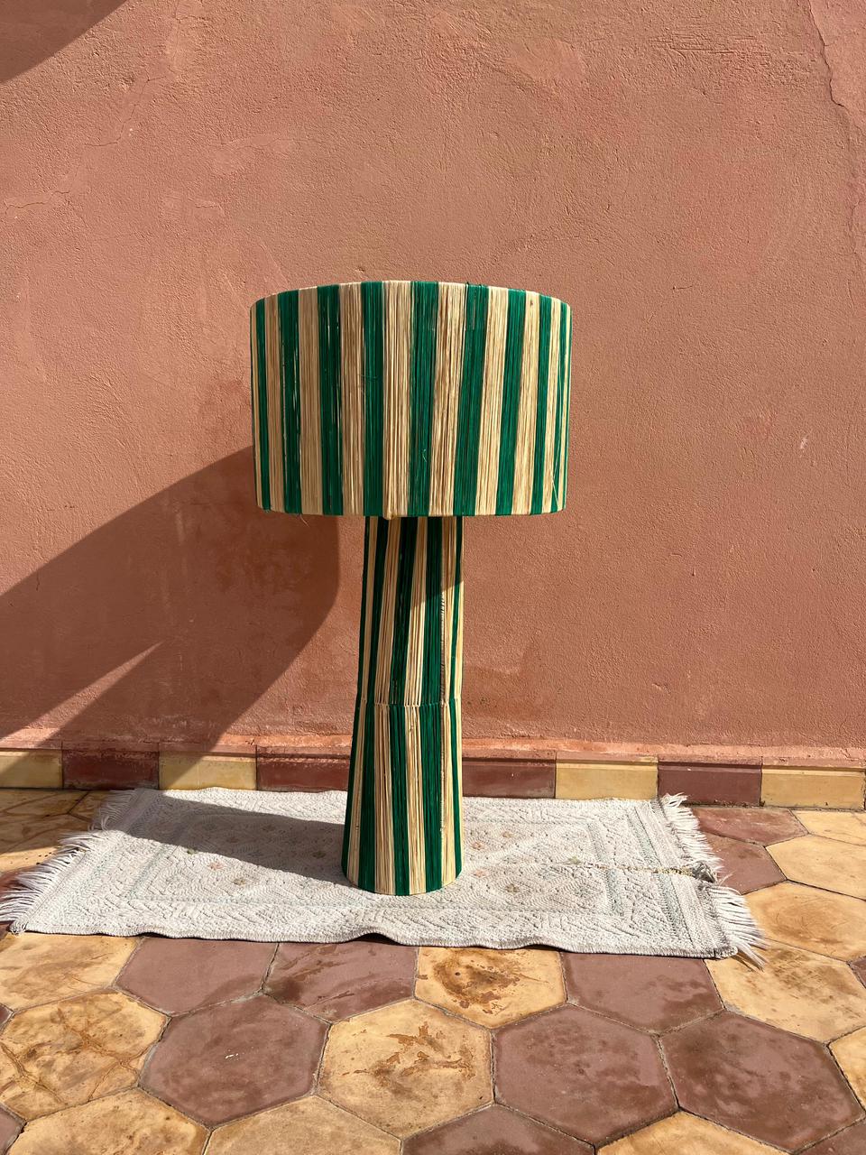 Raffia Table Lamp, Handmade Rattan Light, Boho Natural Lamp