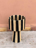 Handwoven Black Raffia Lamp – Modern Natural Table Light, Boho Rattan Accent Lamp for Stylish Home Decor