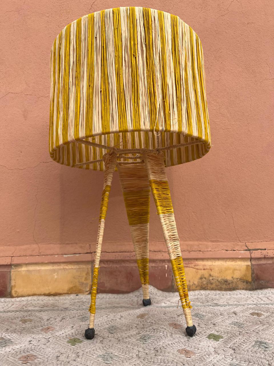 Raffia Table Lamp, Handmade Rattan Light, Boho Natural Lamp