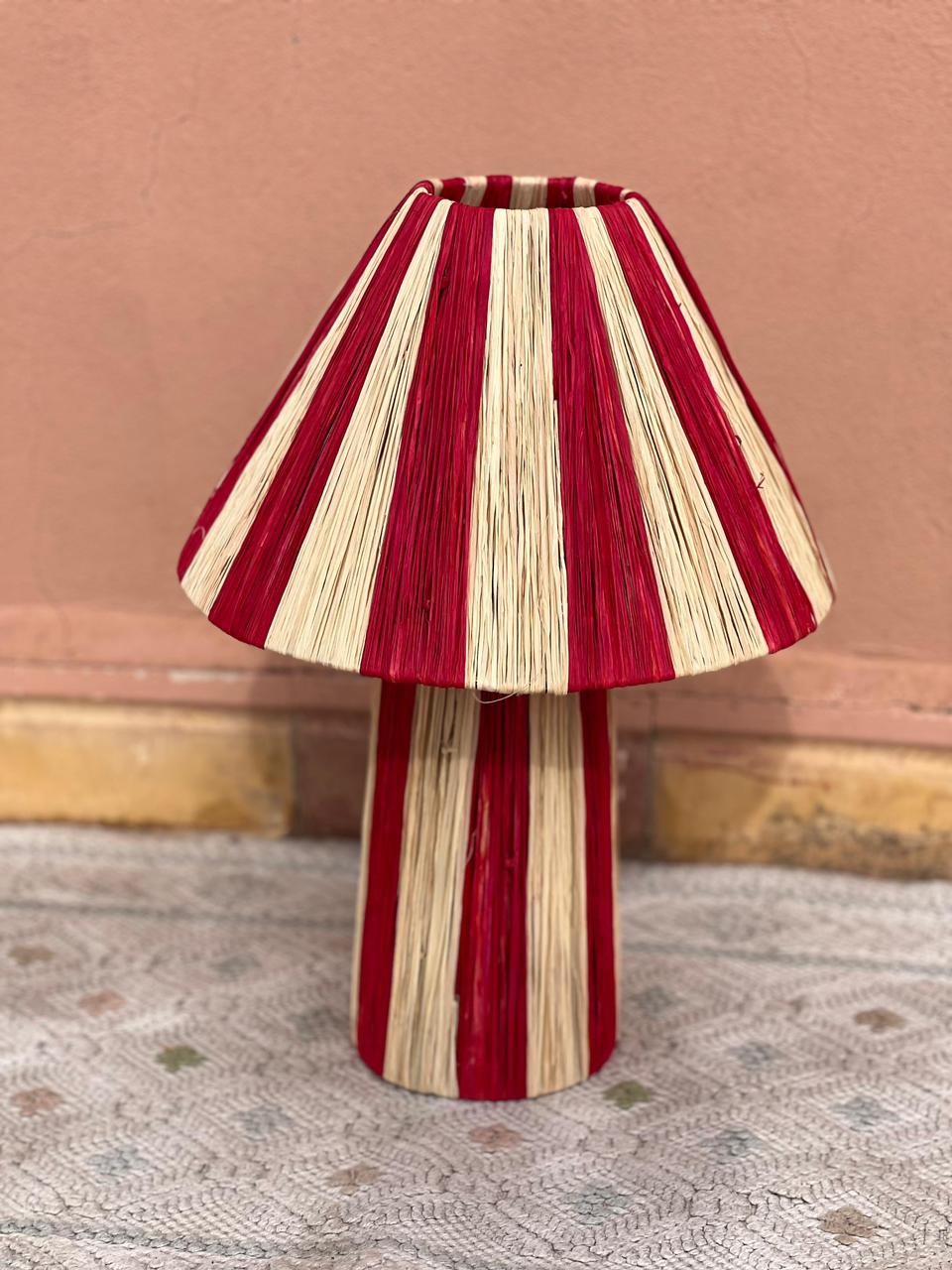 Red Raffia Table Lamp – Handmade Boho Light
