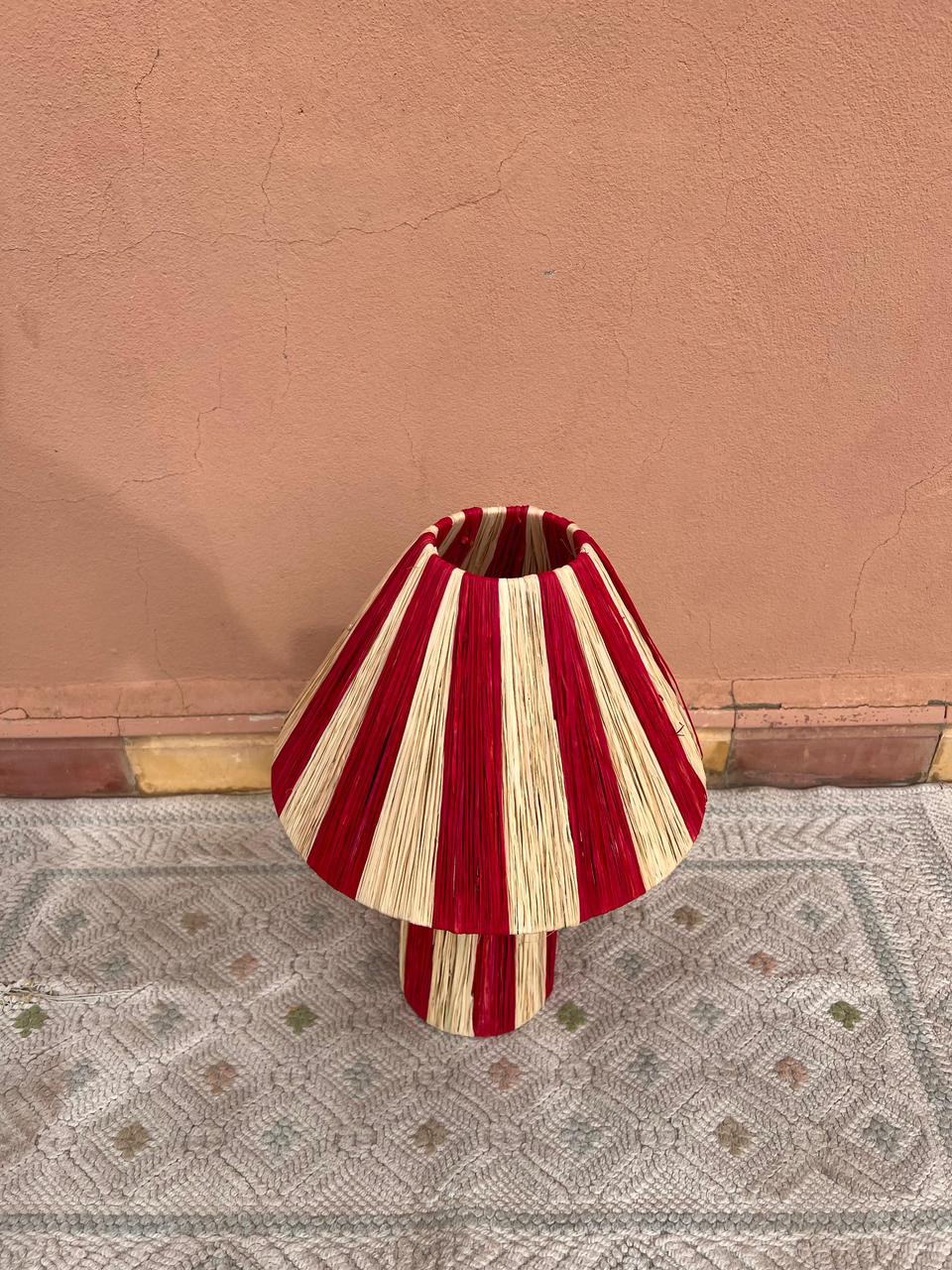 Red Raffia Table Lamp – Handmade Boho Light
