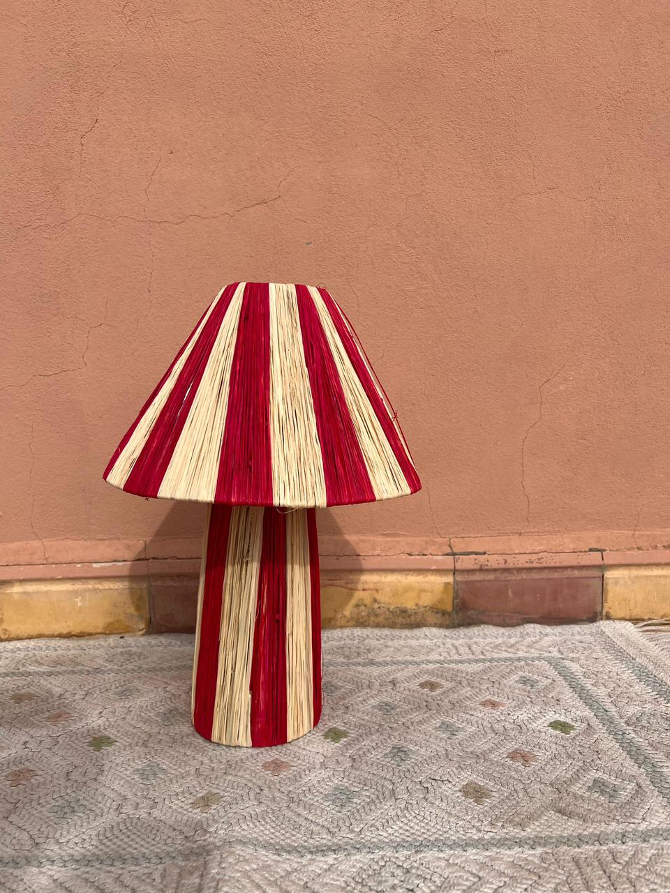 Red Raffia Table Lamp – Handmade Boho Light