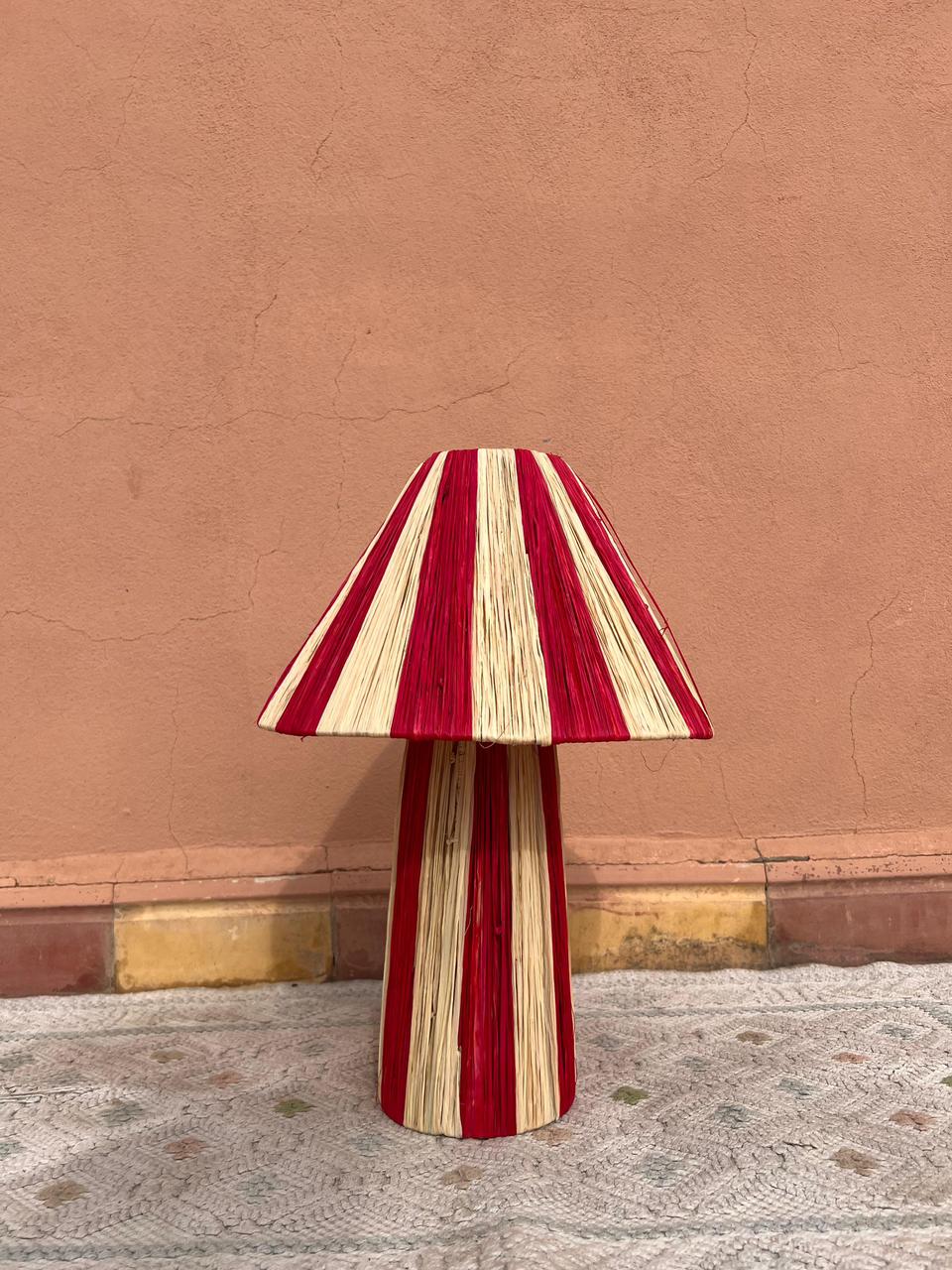 Red Raffia Table Lamp – Handmade Boho Light