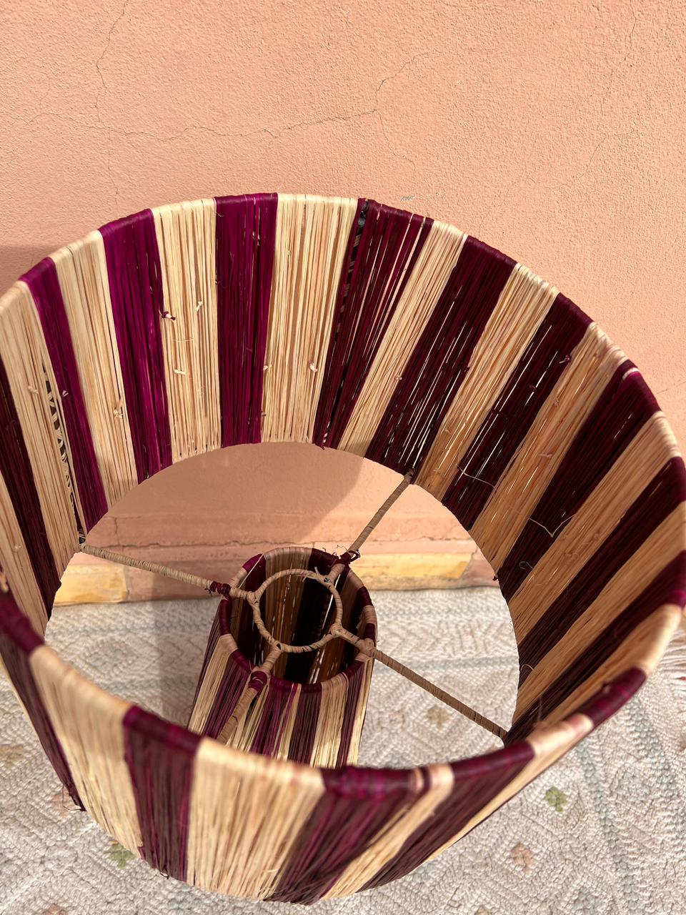 Red Raffia Table Lamp – Handmade Boho Light