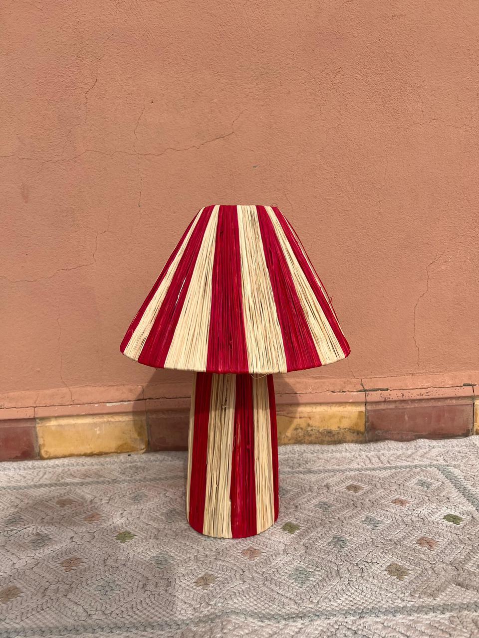 Red Raffia Table Lamp – Handmade Boho Light