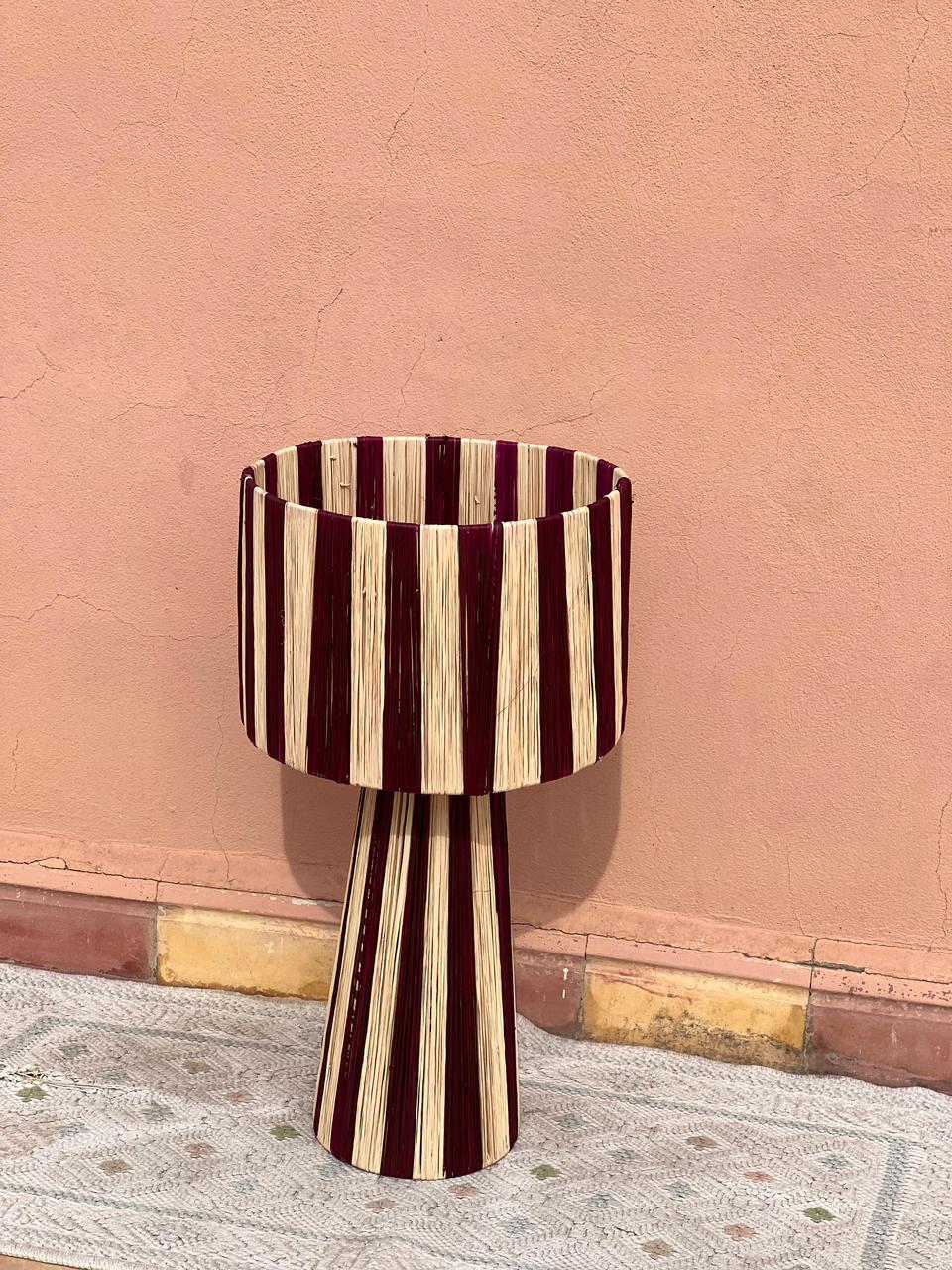 Red Raffia Table Lamp – Handmade Boho Light