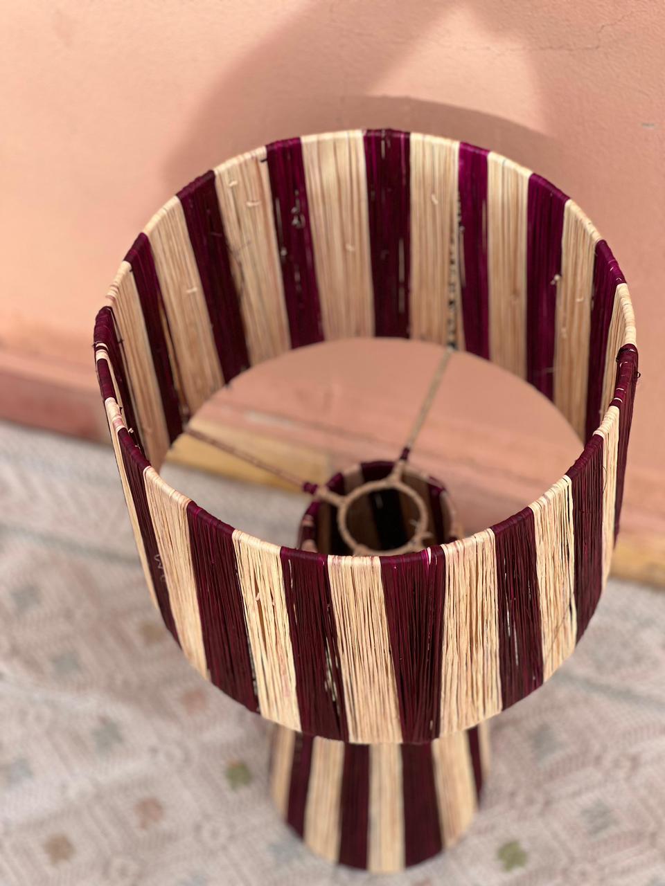 Red Raffia Table Lamp – Handmade Boho Light