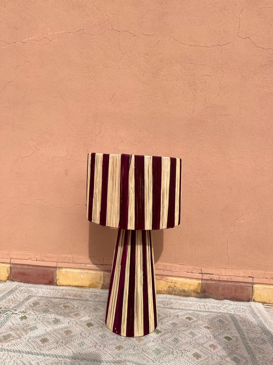 Red Raffia Table Lamp – Handmade Boho Light