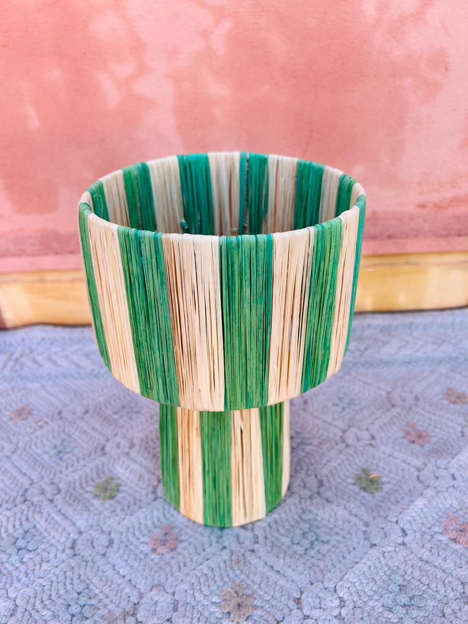 Green Raffia Table Lamp – Handmade Boho Light (Copy)