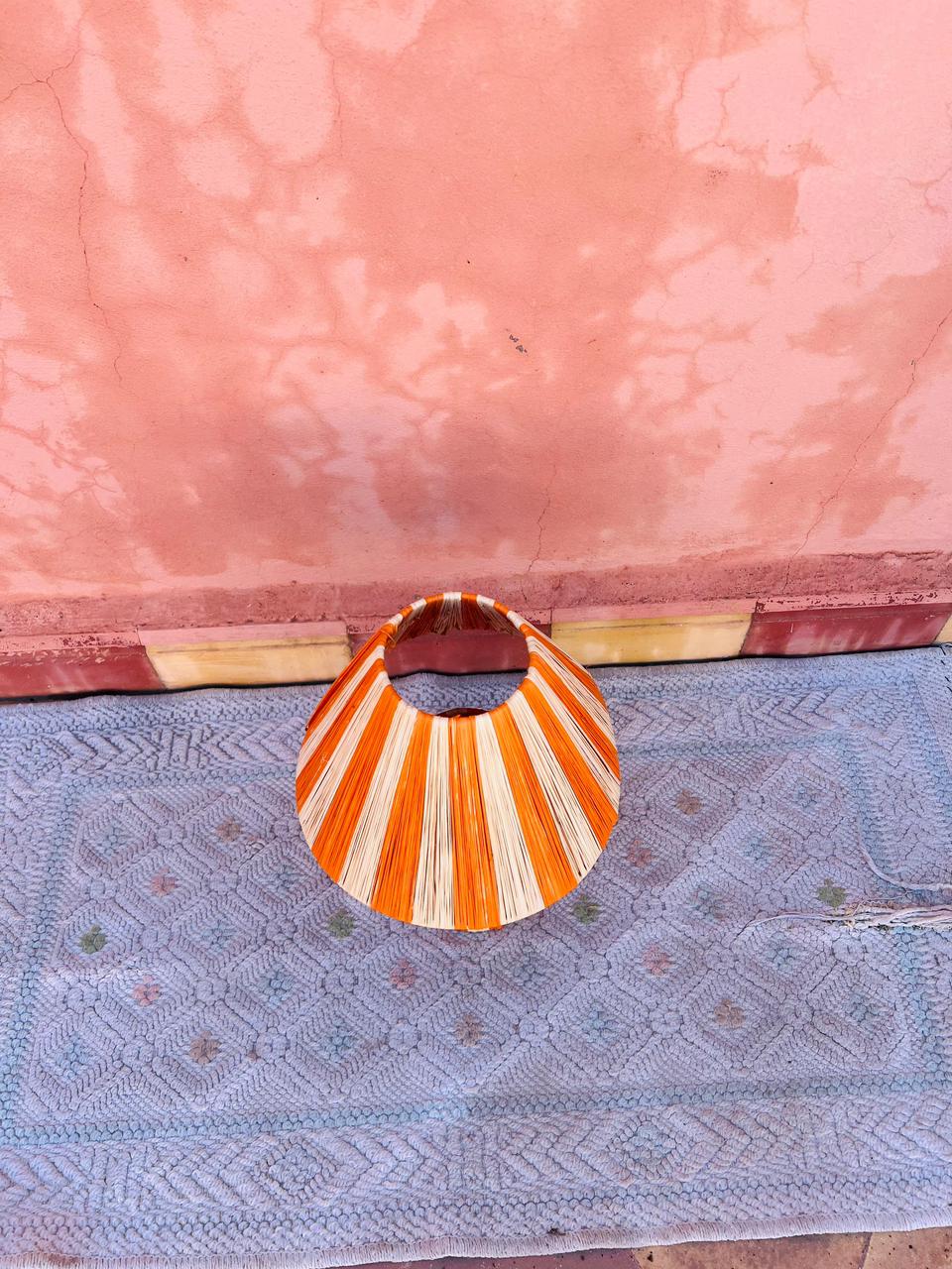 Orange Raffia Table Lamp – Handmade Boho Light