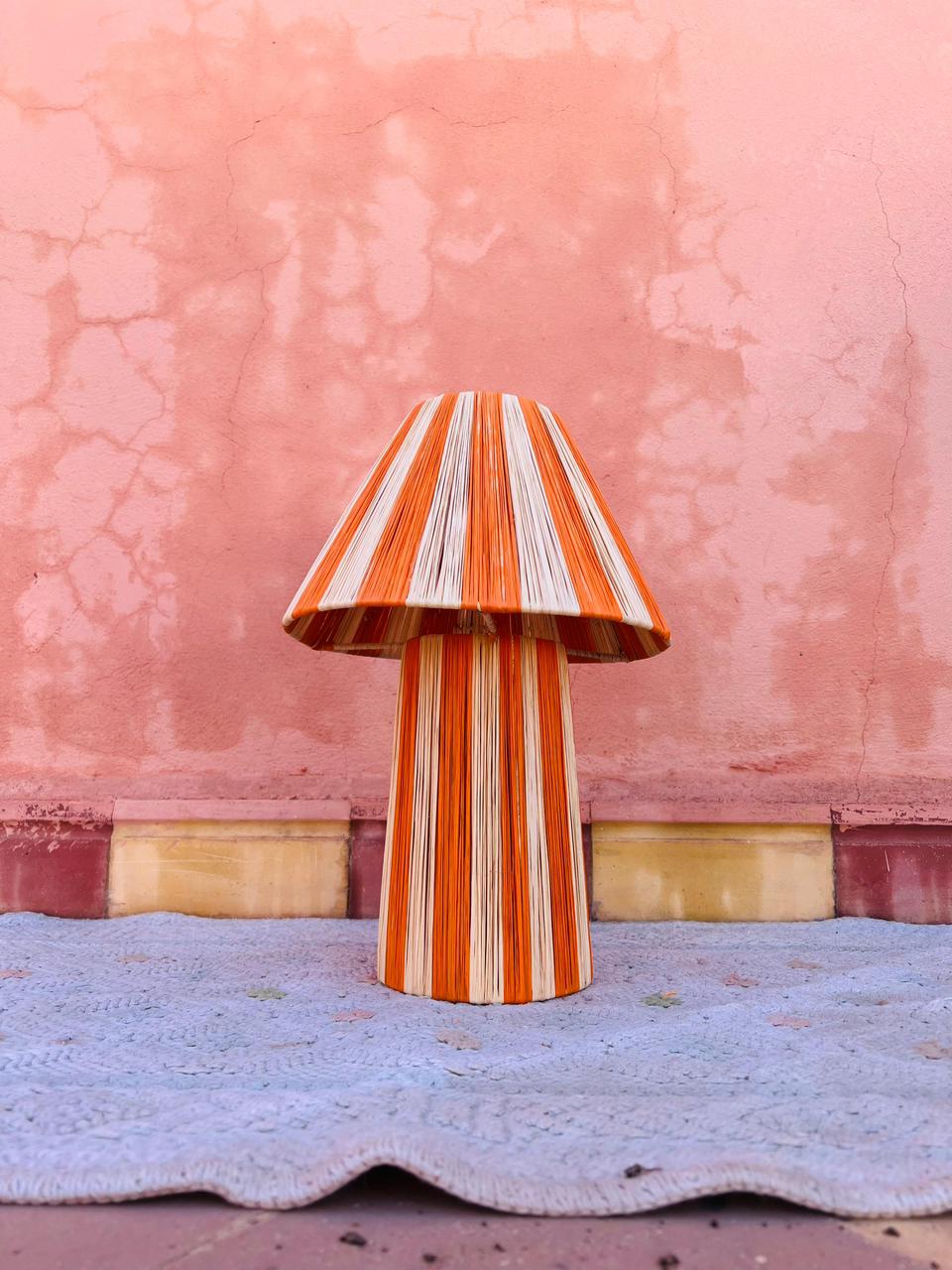 Orange Raffia Table Lamp – Handmade Boho Light