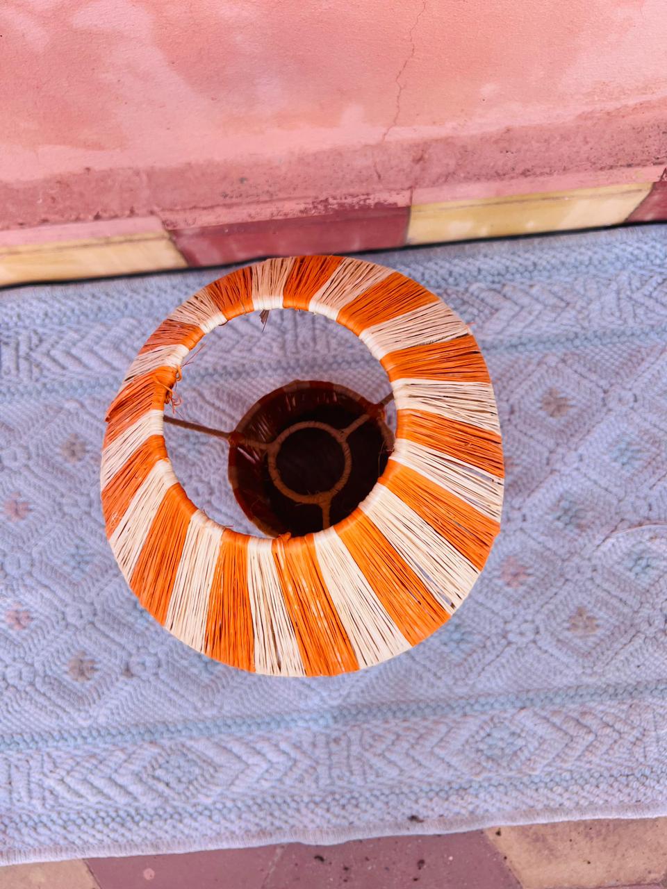Orange Raffia Table Lamp – Handmade Boho Light
