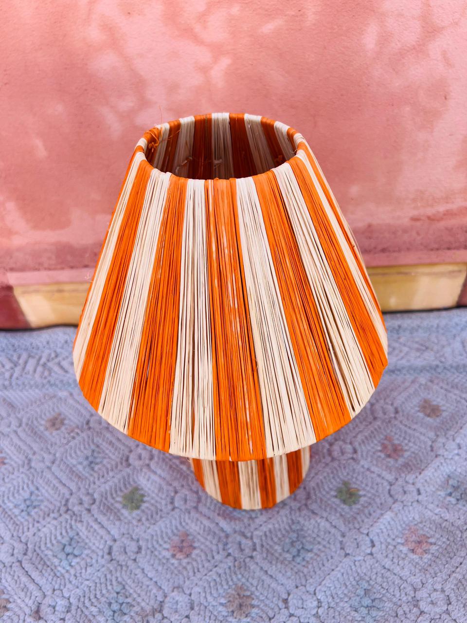 Orange Raffia Table Lamp – Handmade Boho Light
