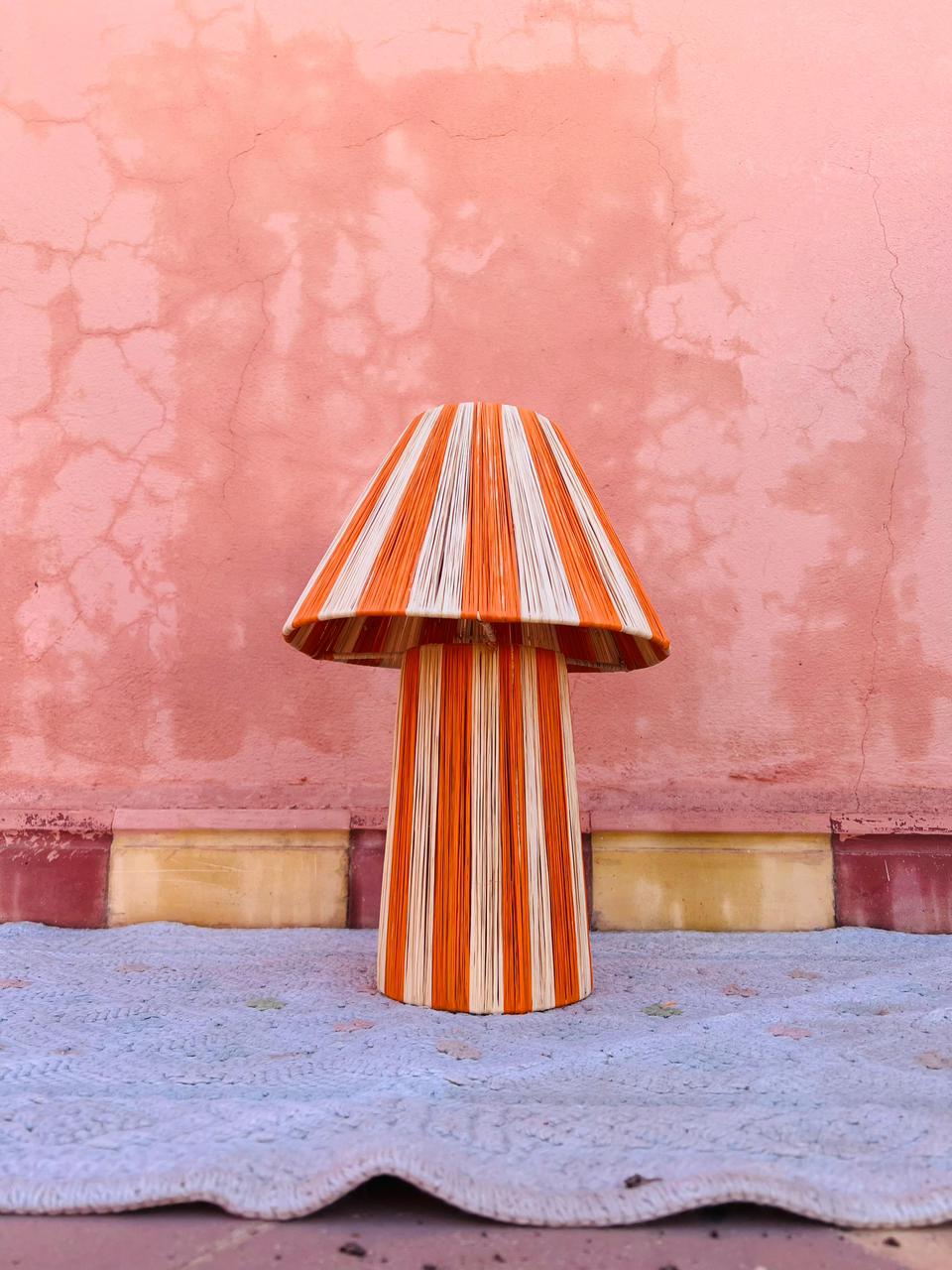 Orange Raffia Table Lamp – Handmade Boho Light