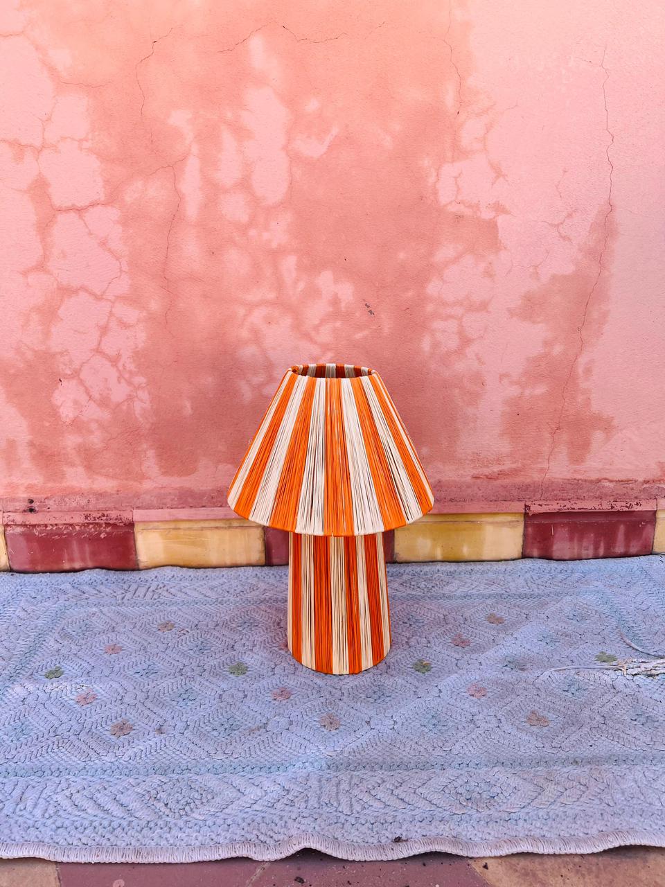 Orange Raffia Table Lamp – Handmade Boho Light