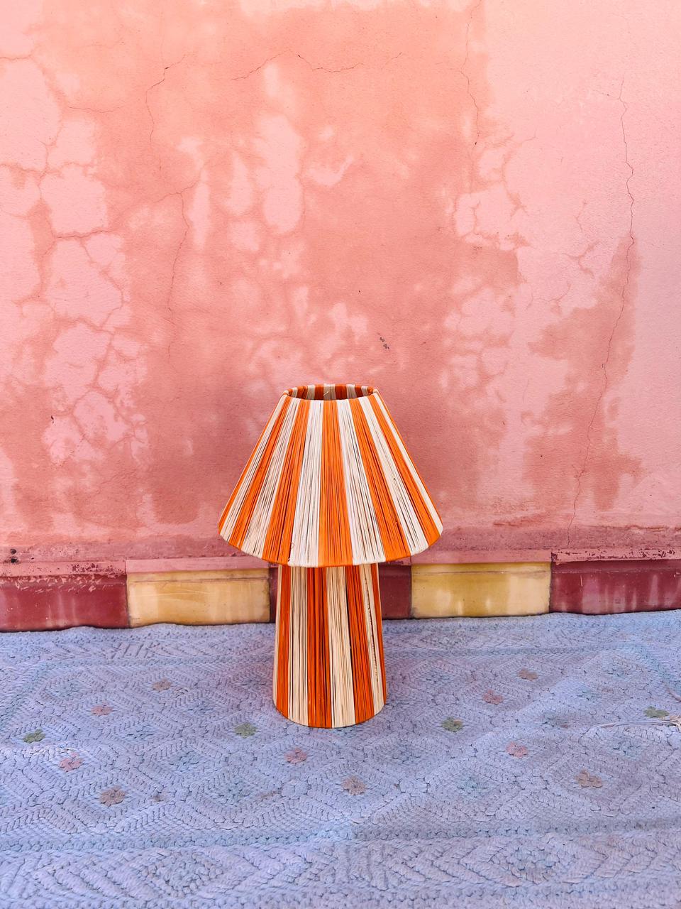 Orange Raffia Table Lamp – Handmade Boho Light