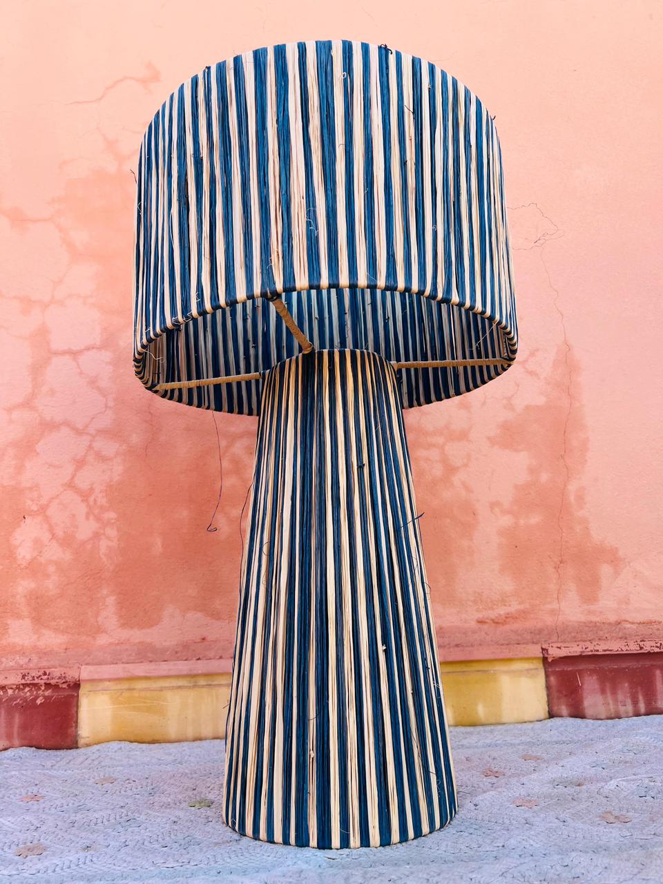Blue Raffia Table Lamp – Handmade Boho Light