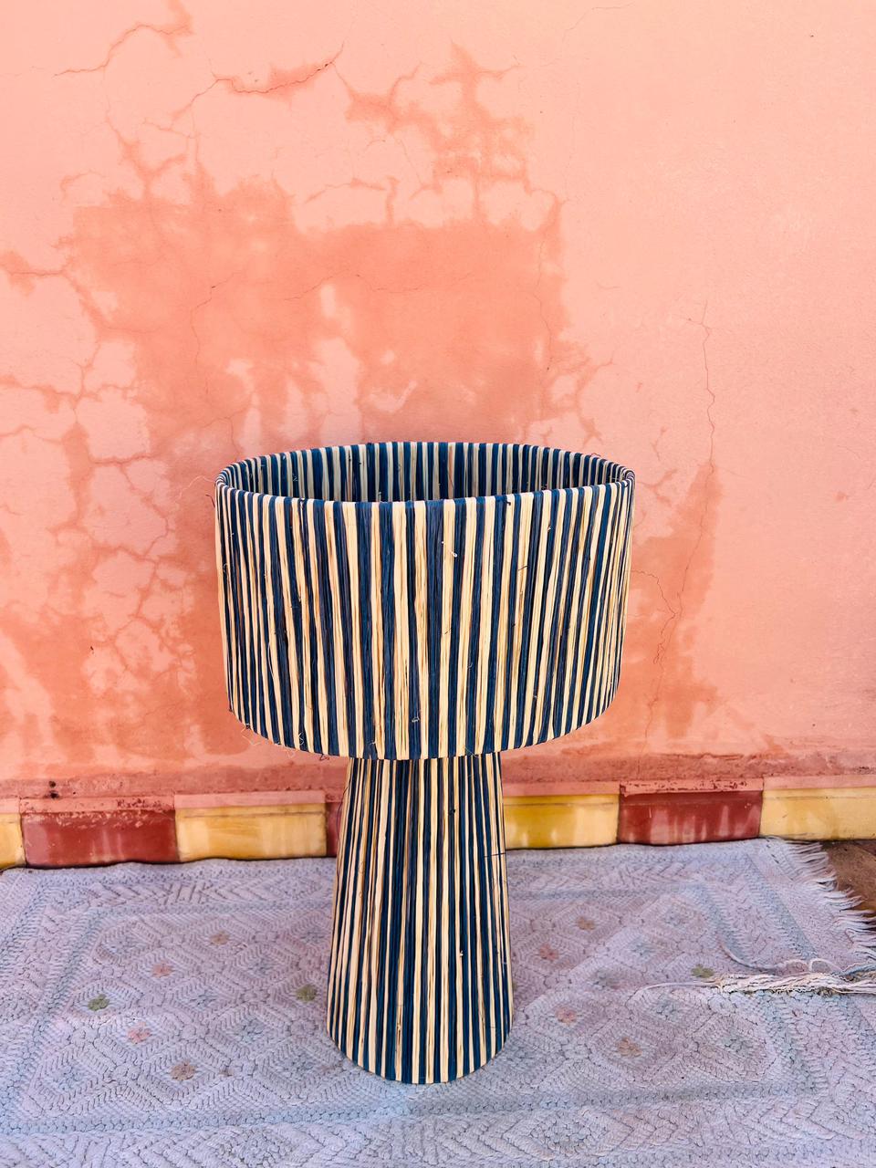 Blue Raffia Table Lamp – Handmade Boho Light