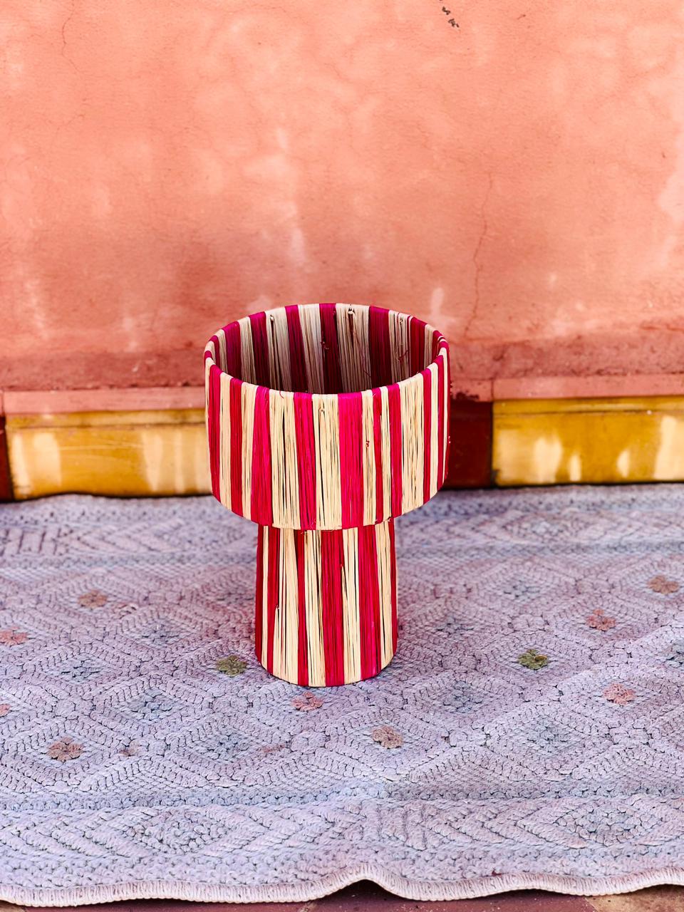 Pink Raffia Table Lamp – Handmade Boho Light