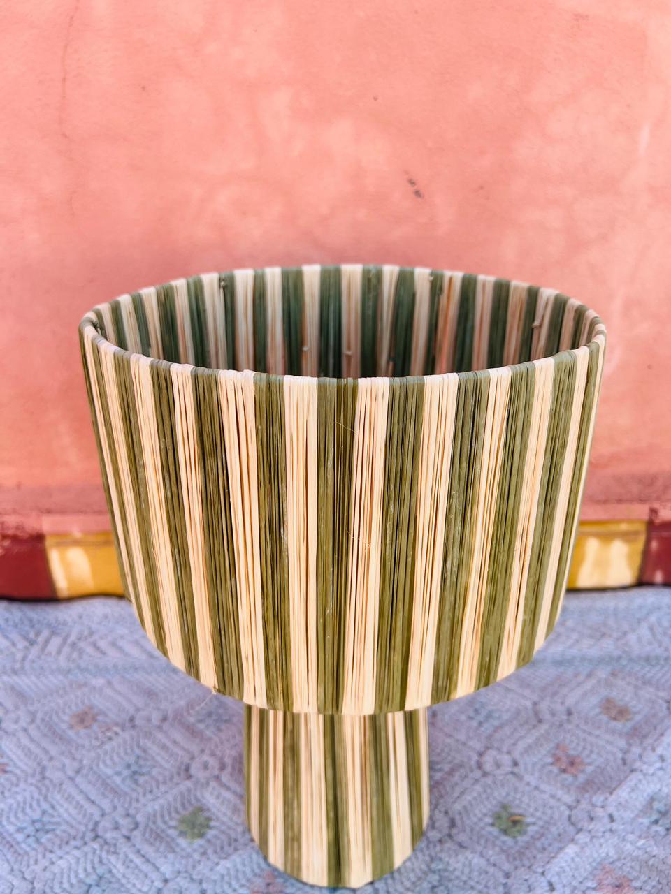 Green Raffia Table Lamp – Handmade Boho Light