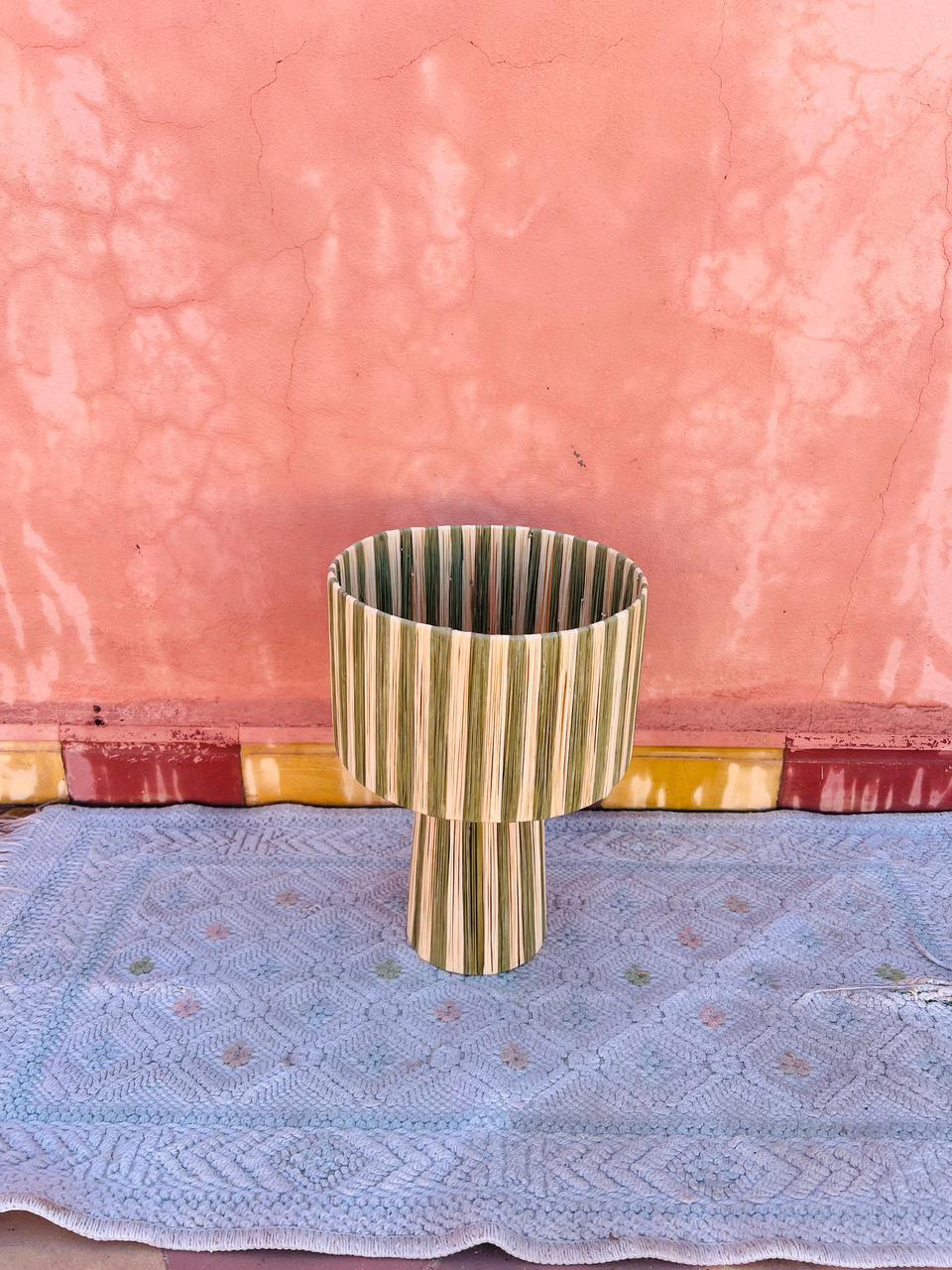 Green Raffia Table Lamp – Handmade Boho Light