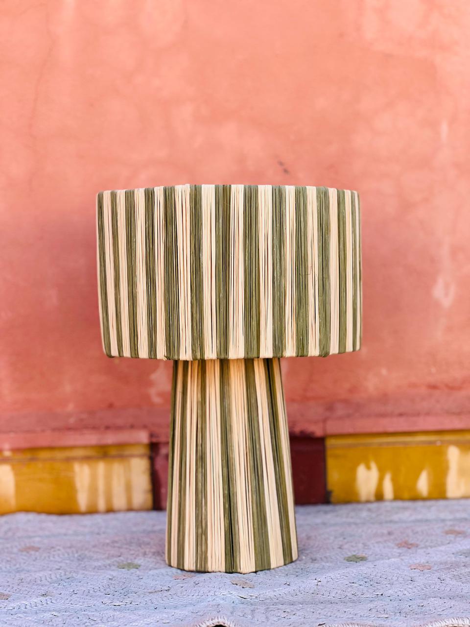 Green Raffia Table Lamp – Handmade Boho Light