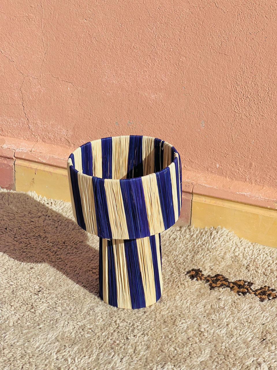 Blue Raffia Table Lamp –Handmade Boho Light