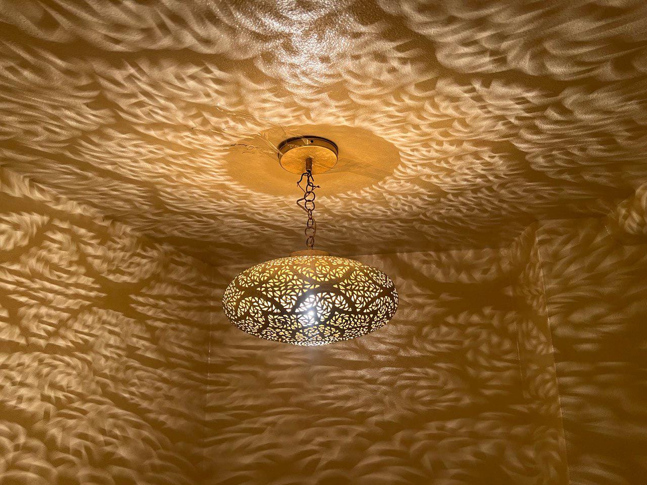 Moroccan Brass Pendant Light: Handmade Ceiling Lamp, Home Decor