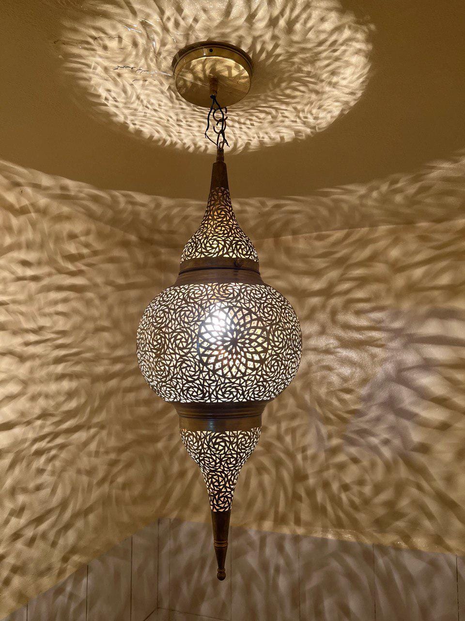 Moroccan Brass Pendant Light: Handmade Ceiling Lamp, New Home Decor