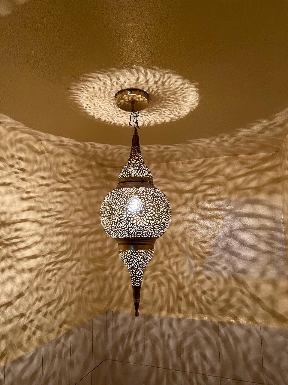 Moroccan Brass Pendant Light: Handmade Ceiling Lamp, New Home Decor