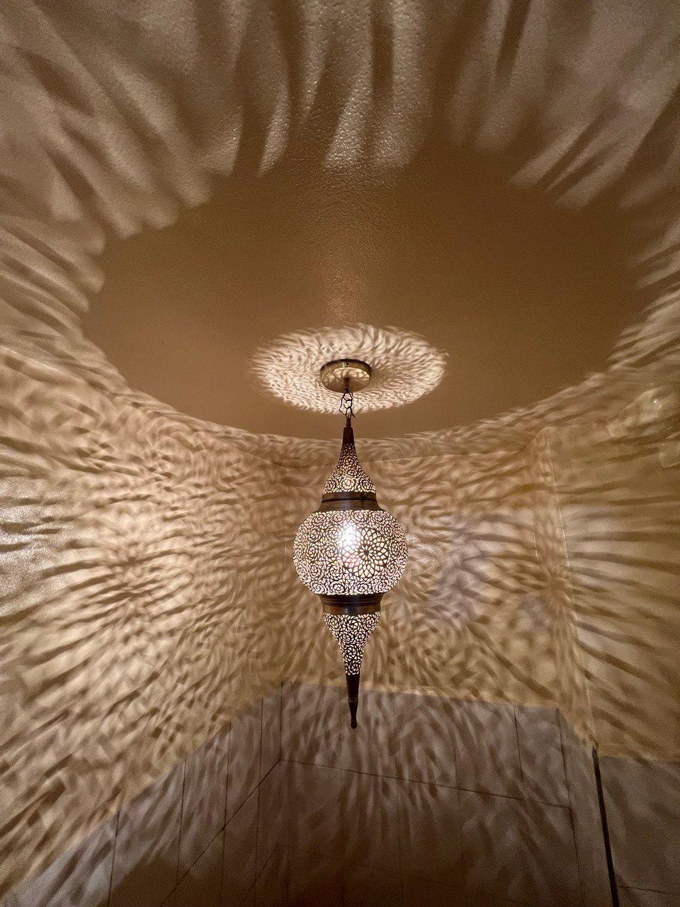 Moroccan Brass Pendant Light: Handmade Ceiling Lamp, New Home Decor