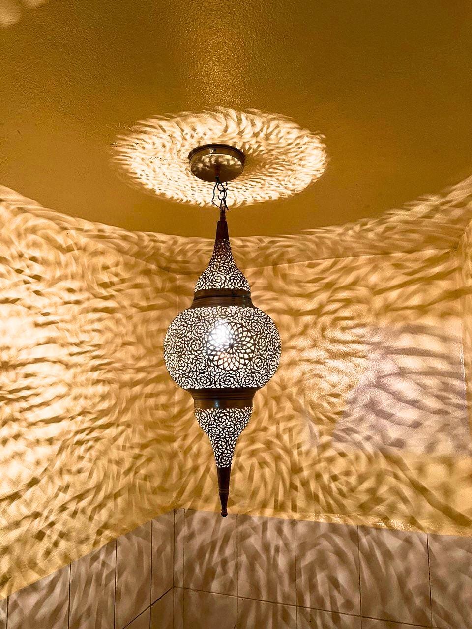 Moroccan Brass Pendant Light: Handmade Ceiling Lamp, New Home Decor