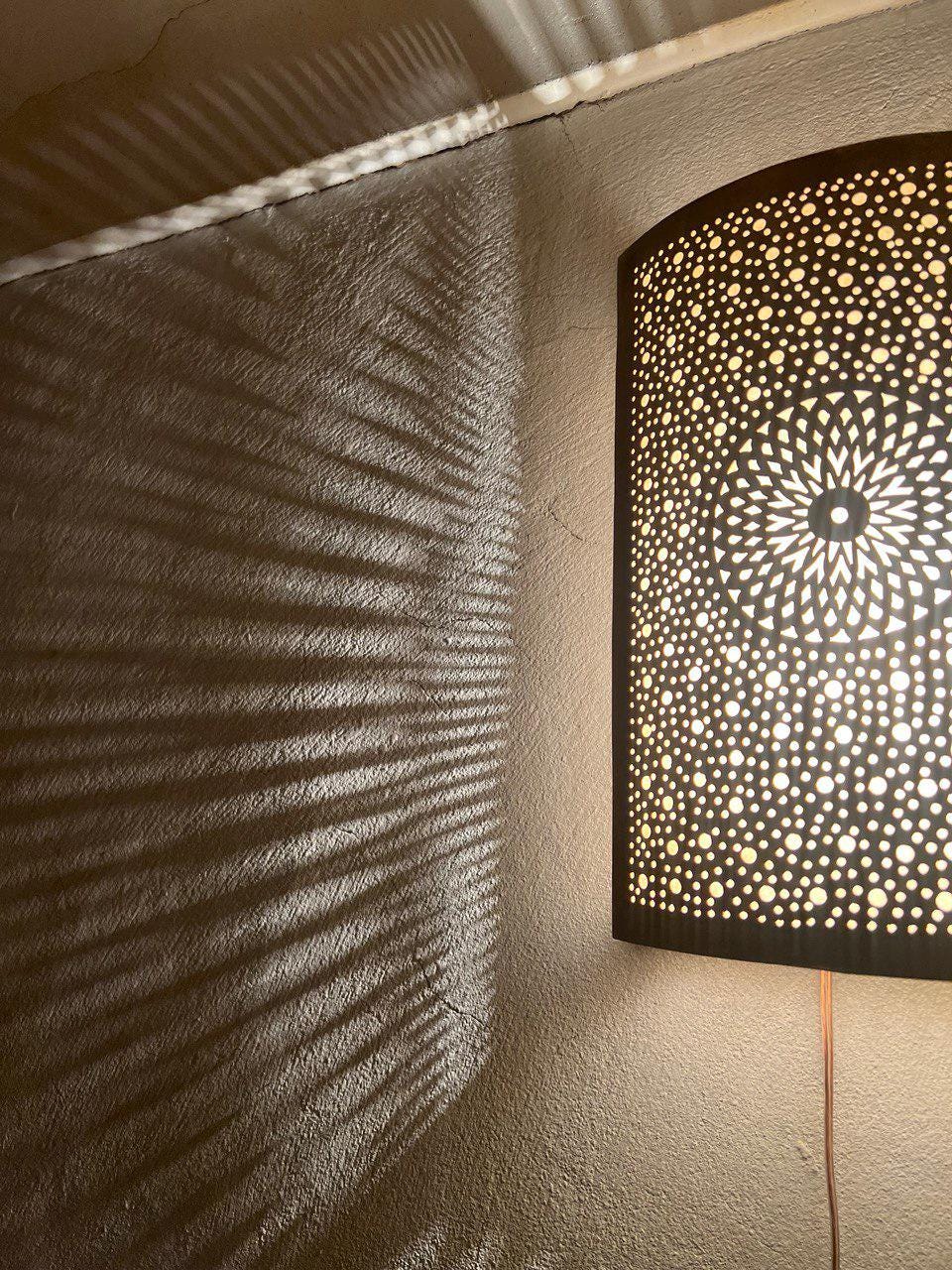 Handmade Moroccan Wall Sconce Brass | Boho Wall Lamp Lighting Fixture | Rustic Oriental Home Decor | Vintage Brass Light Fixture