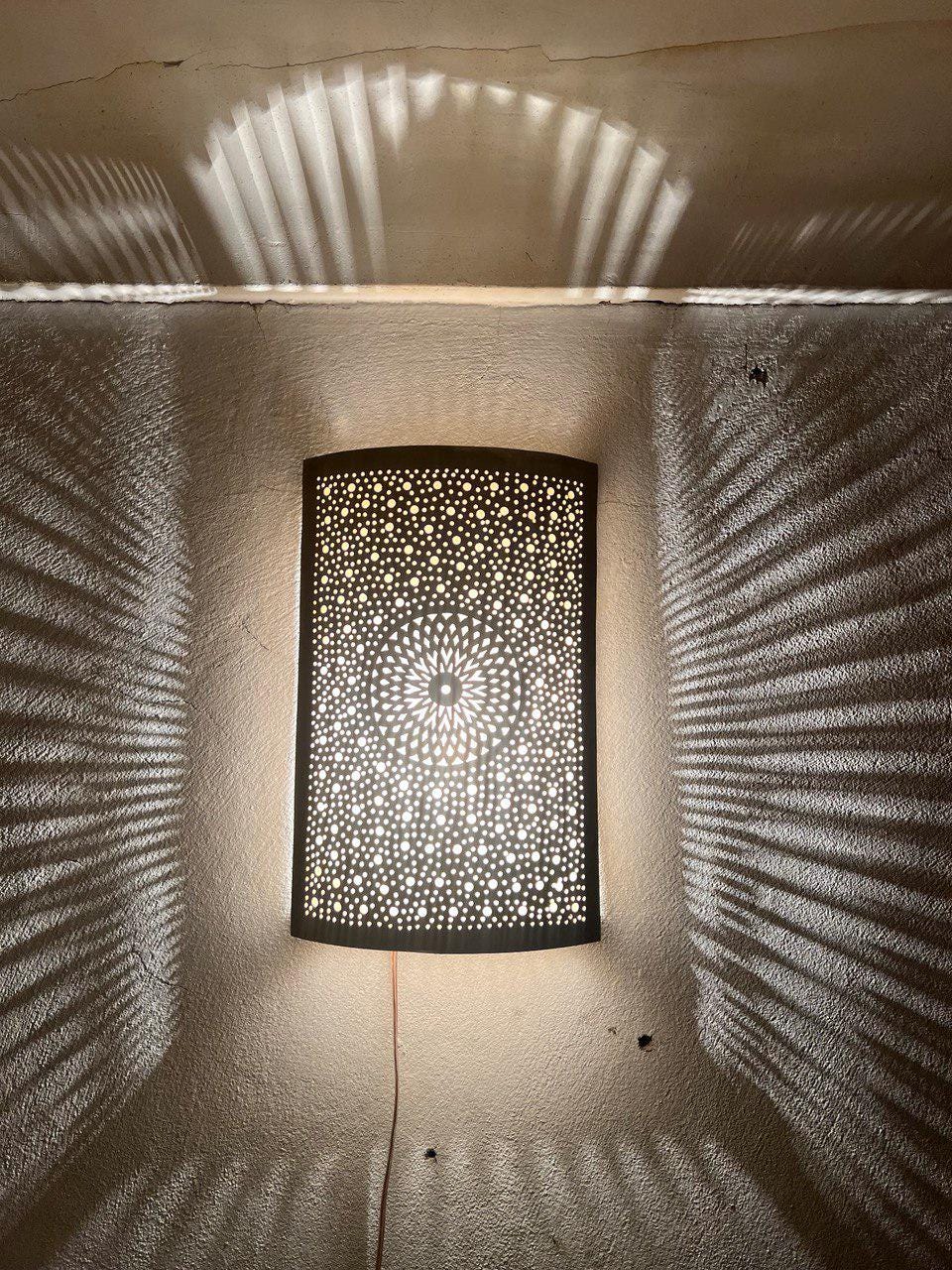 Handmade Moroccan Wall Sconce Brass | Boho Wall Lamp Lighting Fixture | Rustic Oriental Home Decor | Vintage Brass Light Fixture