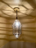 Moroccan Milky Glass Pendant Light | White Glass Chandelier | Elegant Filigree Suspension Lamp | Boho Ceiling Lighting"