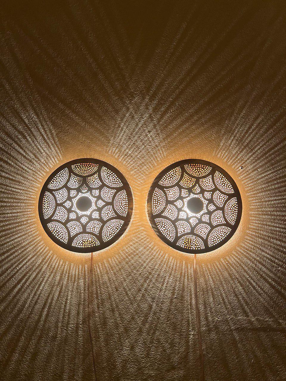 Handmade Moroccan Brass Wall Sconce | Boho Shadow Light Fixture | Rustic Oriental Wall Lamp | Pierced Brass Lighting Decor
