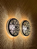 Handmade Moroccan Brass Wall Sconce | Boho Shadow Light Fixture | Rustic Oriental Wall Lamp | Pierced Brass Lighting Decor