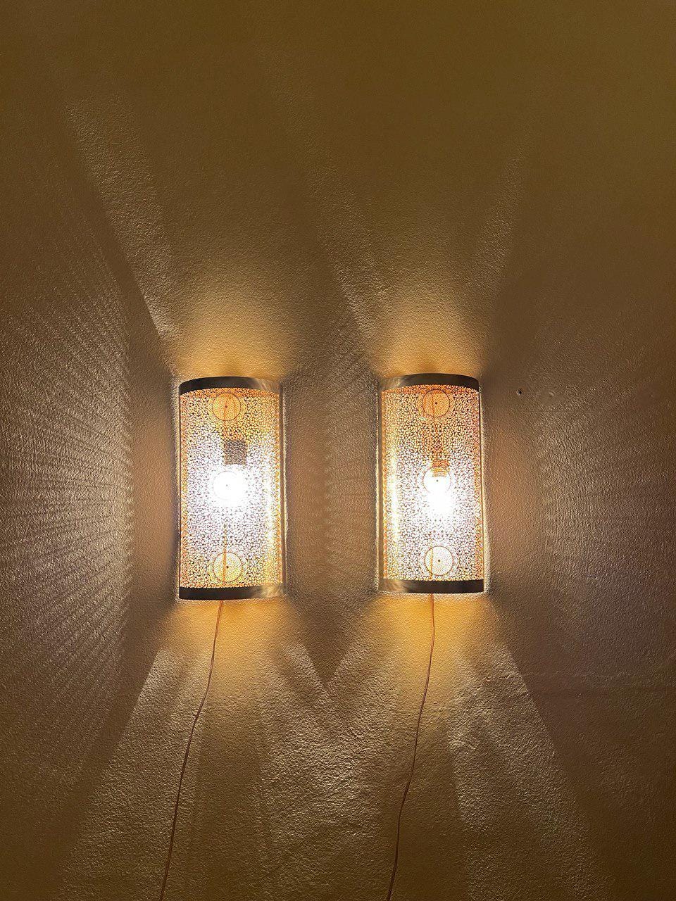 Set of  2 Handmade Moroccan Brass Wall Sconce , Boho Home Lighting , Moroccan wall sconces , Brass Wall decor lamp,Wall Lighting Decor