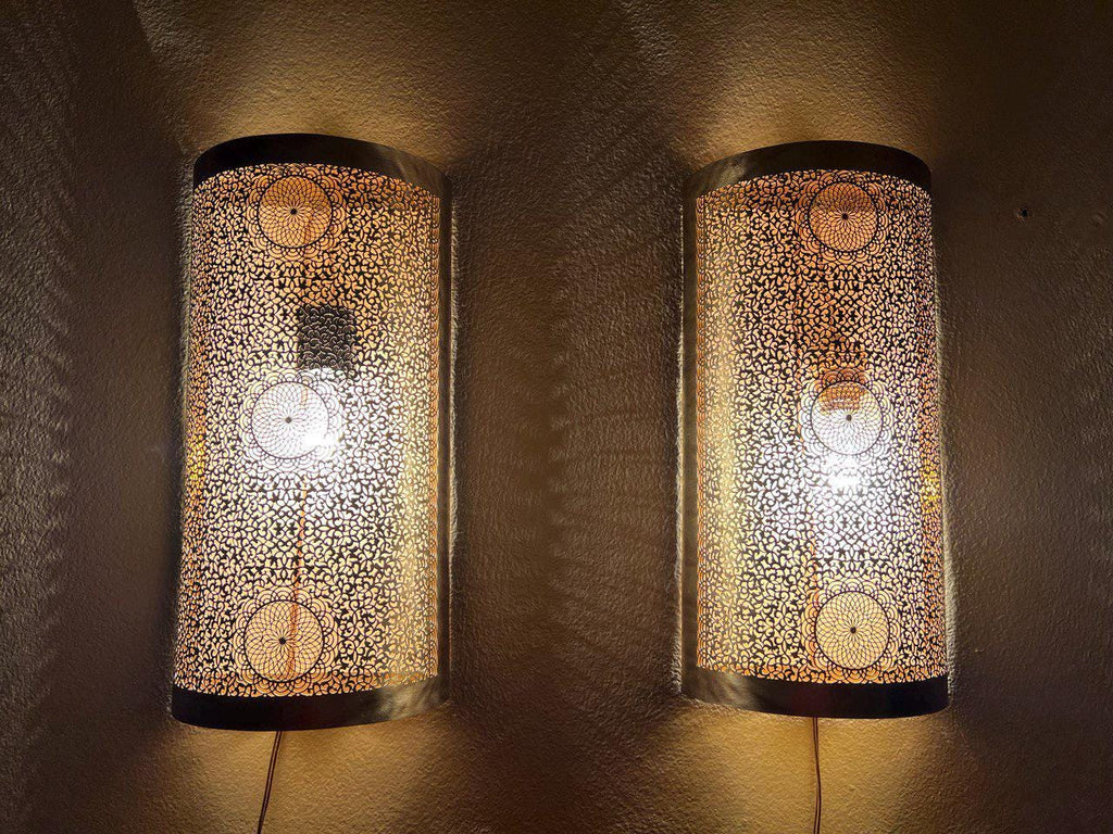 Set of  2 Handmade Moroccan Brass Wall Sconce , Boho Home Lighting , Moroccan wall sconces , Brass Wall decor lamp,Wall Lighting Decor