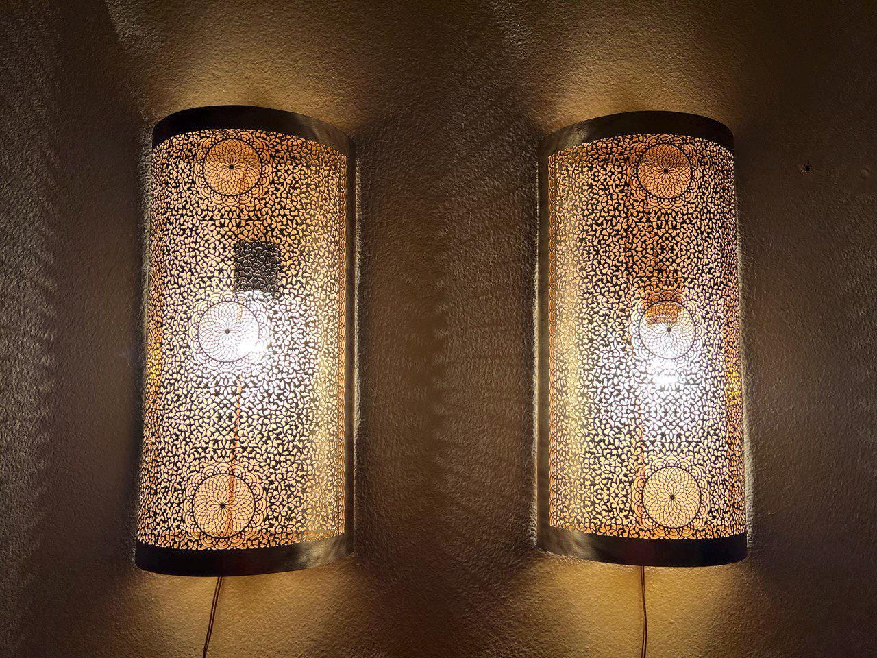 Set of  2 Handmade Moroccan Brass Wall Sconce , Boho Home Lighting , Moroccan wall sconces , Brass Wall decor lamp,Wall Lighting Decor