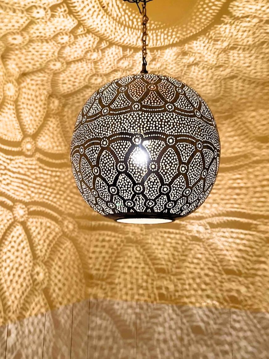Handmade Moroccan Brass Pendant Light - Ceiling Light - Brass Pendant Light - Moroccan Decor - Lampshades Chandelier Lighting