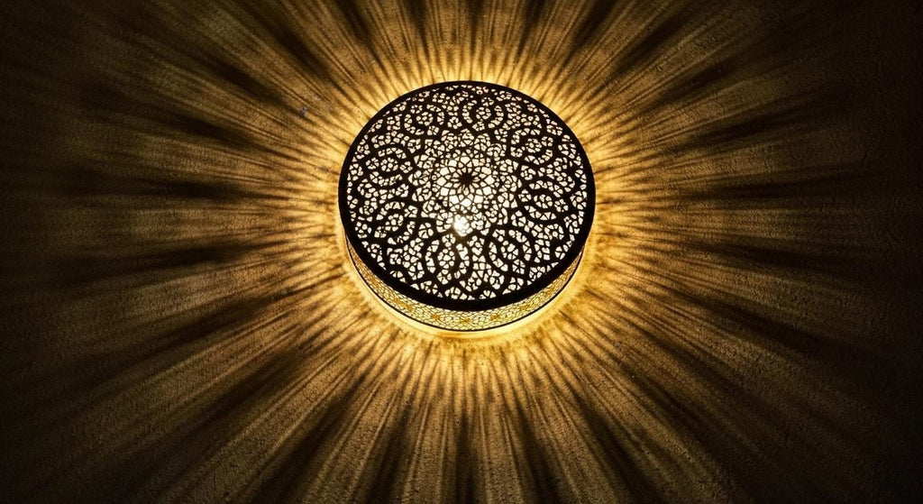 Handmade Moroccan Brass Wall Sconce: Boho Shadow Light